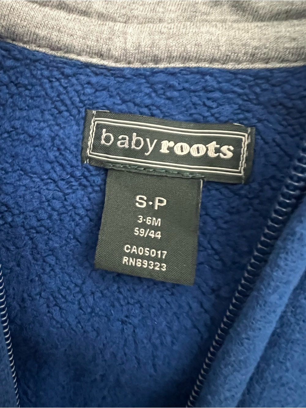 Roots Toddler Soft Blue Zip Hoodie with Red-Striped Trim - Picture 2 of 9